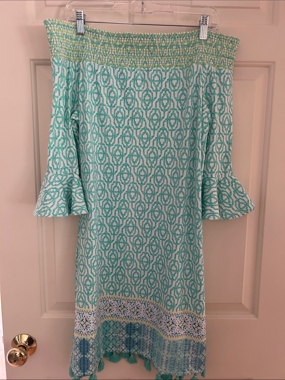 Cabana Life Off the Shoulder Turquoise Dress Size L